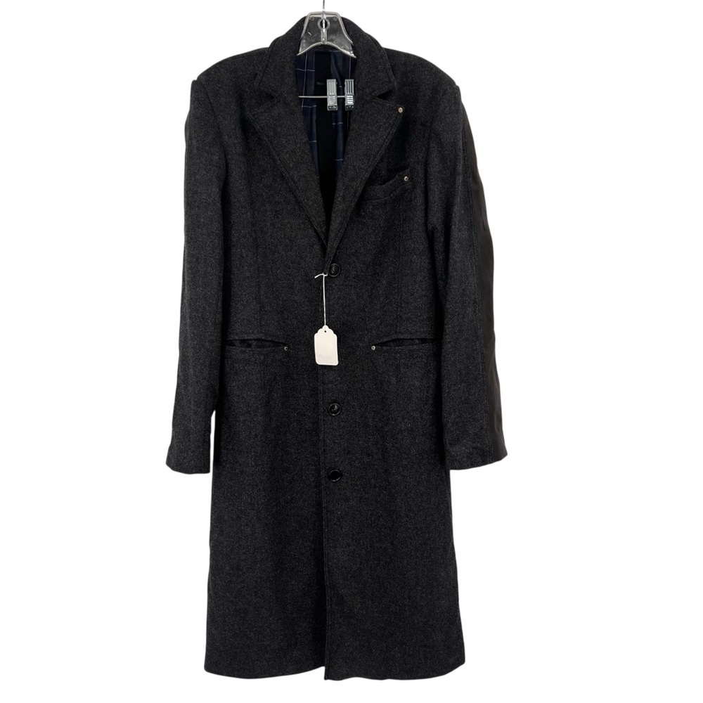XB OFCL Brandon Sun wool and‎ leather two tones overcoat M